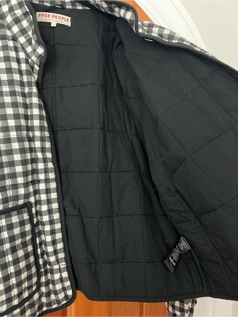 Free People Chloe Jacket Size Large - Black & White Gingham RT $198 - Picture 4 of 5